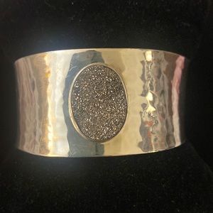Dominique Dinouart hammered sterling cuff with black druzy